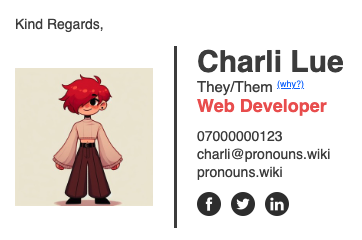 Example of pronouns in email signature